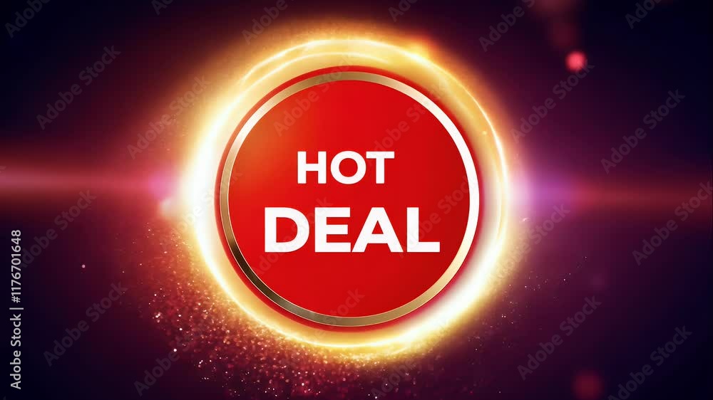 red badge with 'Hot Deal' text, surrounded by glowing particles