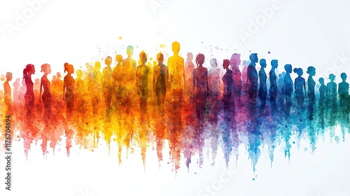 A colorful silhouette of diverse people representing unity and community.