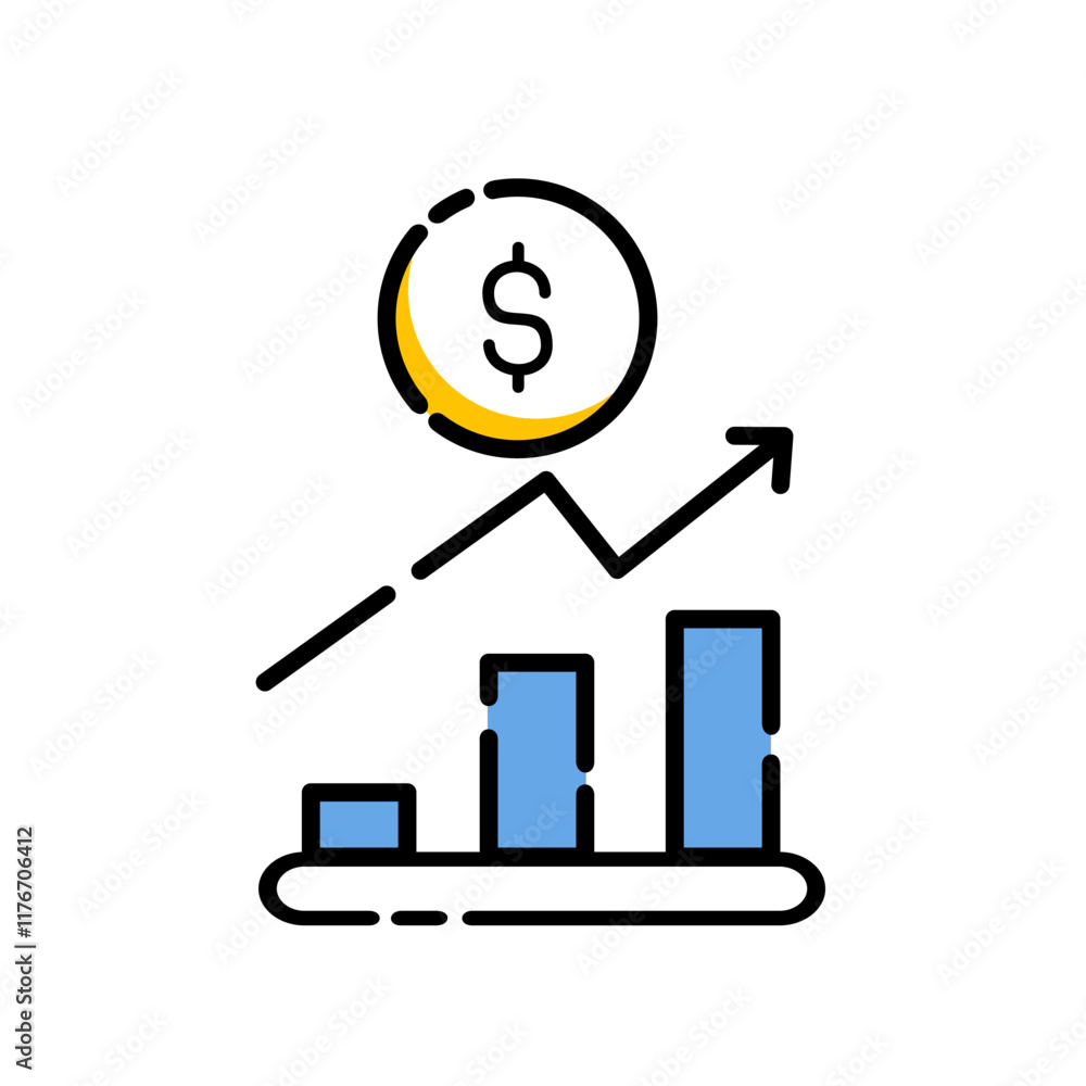 Line icon graph. data, bars and economic growth elements for business infographics. visualization of data statistics and analytics. isolated on white background. vector illustration Line icon graph. data, bars and economic growth elements for business infographics. visualization of data statistics and analytics. isolated on white background. vector illustration
