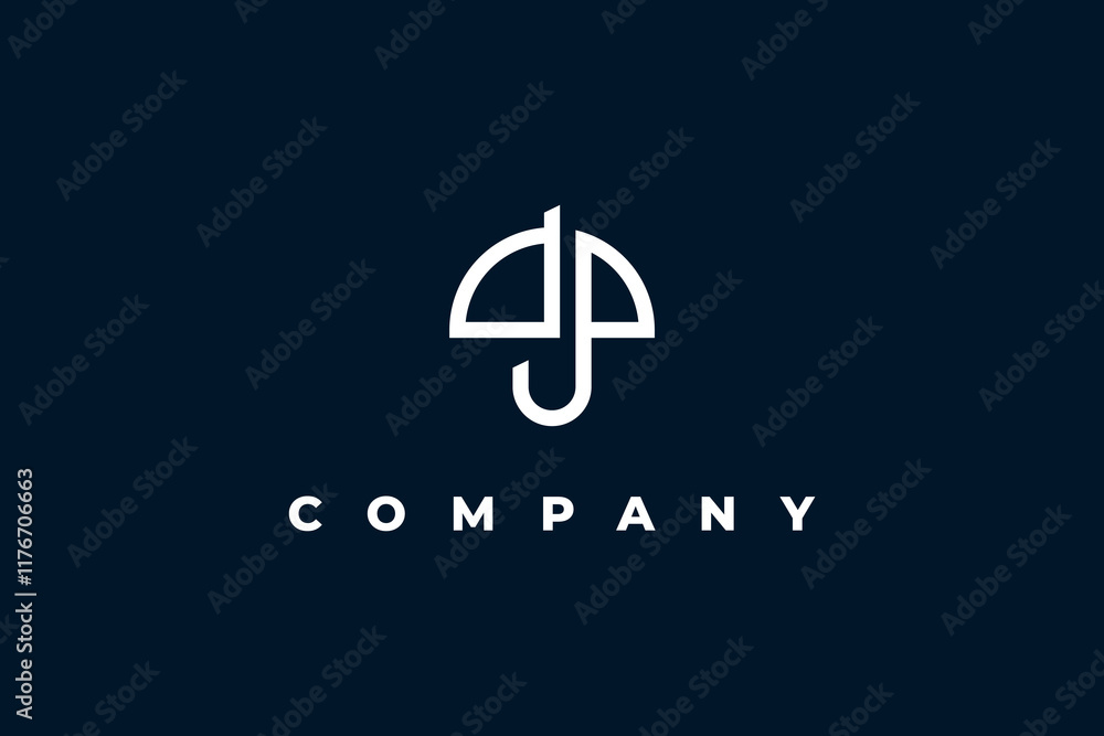 letter d p u and umbrella modern logo letter d p u and umbrella modern logo
