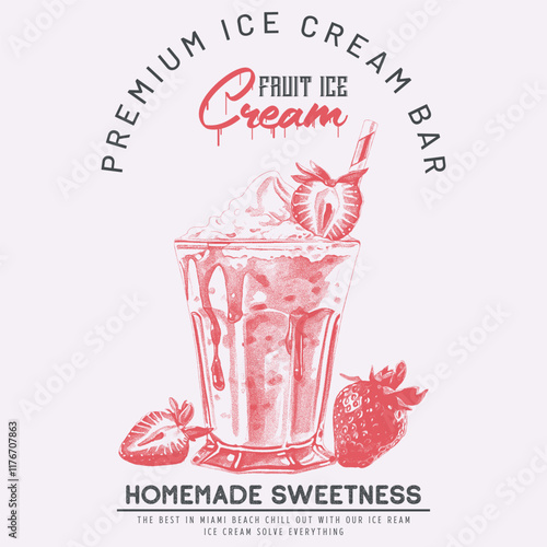 Sweet summer, Retro ice cream hand drawn vector art, Enjoy summer with sweet ice cream, ice cream graphic print design for t shirt, apparel, posters, background and others. t shirt design woman