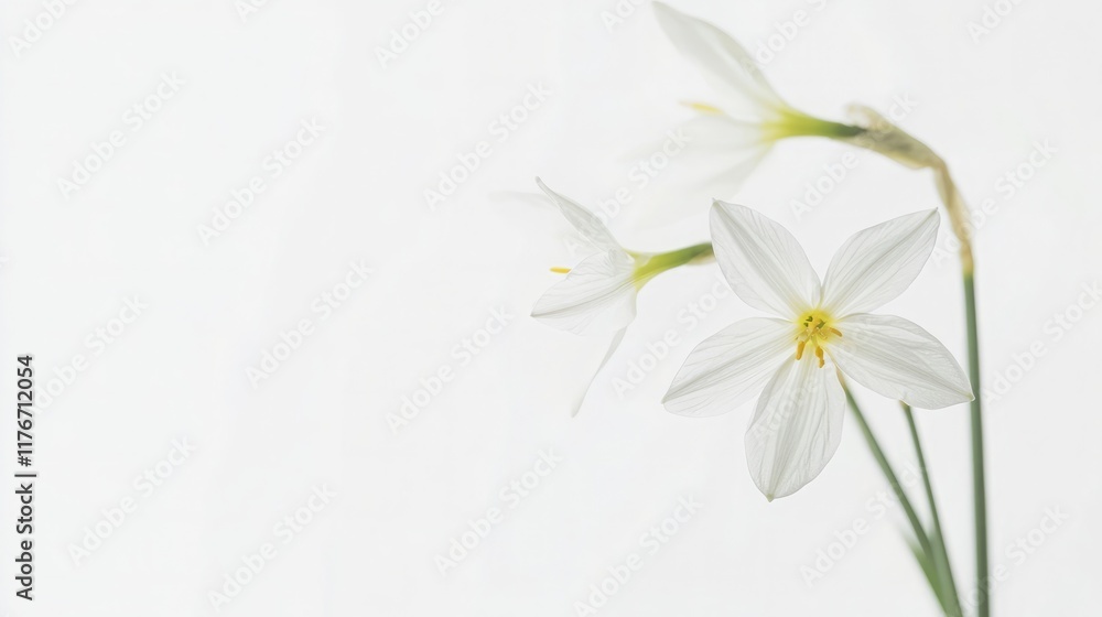 Obraz premium Elegant Petals of a Wild Narcissus on a Clean White Canvas