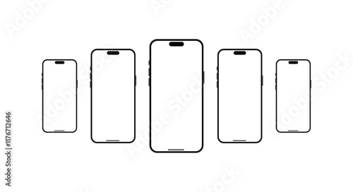 Smartphone mockup with a blank, empty screen and isolated background. Perfect for showcasing app designs or content. Vector illustration.