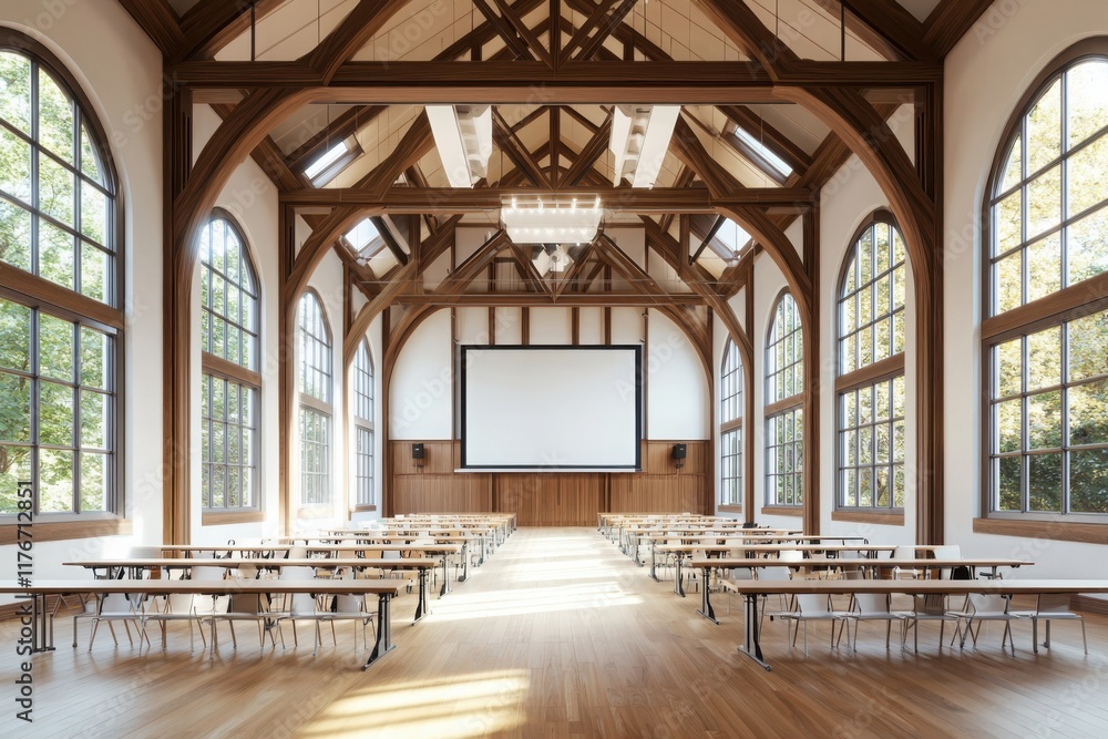 Collaborative learning space in a traditional education environment modern classroom architectural design spacious hall bright natural light Collaborative learning space in a traditional education environment modern classroom architectural design spacious hall bright natural light