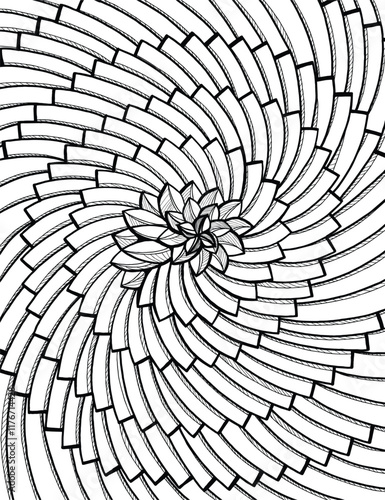 Whirlpool of Petals. Dive into the depths of imagination with this mesmerizing whirlpool of blooming petals.  Flowing lines, like swirling waves, carry us to a tranquil center.