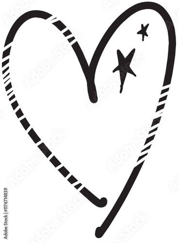 Starry Heart. A simple, hand-drawn heart with a whimsical touch. The stars add a touch of magic and wonder, perfect for expressing love, joy, or creativity.