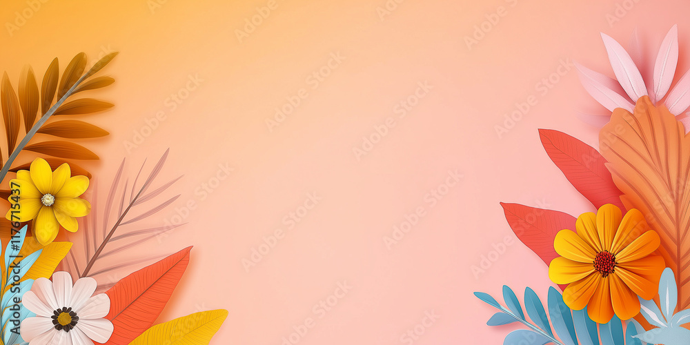 Obraz premium Blumen aus Papier - Muttertag - Valentinstag Hochzeit und sonstige Feierlichkeiten. Karte Banner mit Platz für Text