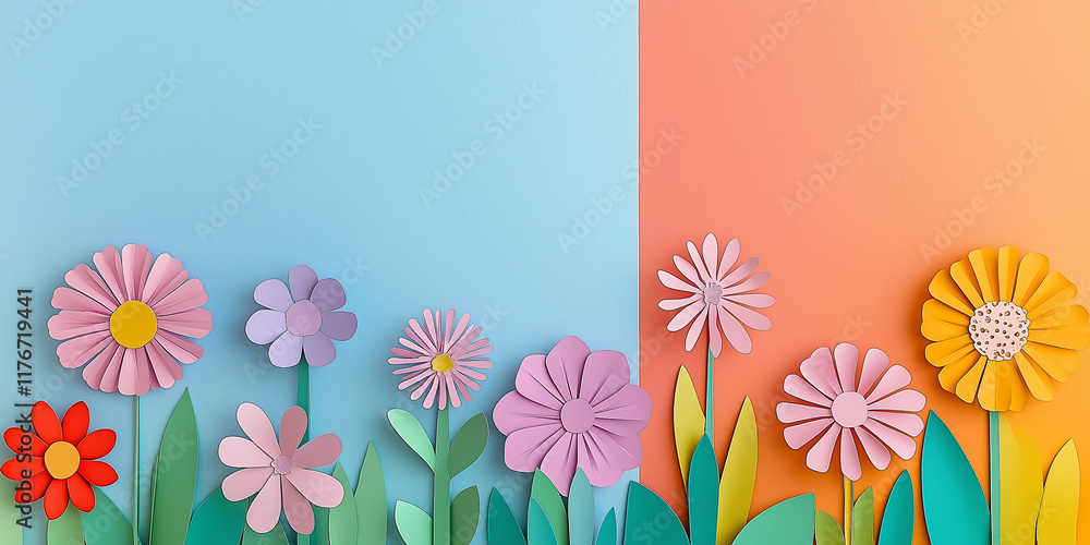 Obraz premium Blumen aus Papier - Muttertag - Valentinstag Hochzeit und sonstige Feierlichkeiten. Karte Banner mit Platz für Text