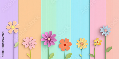 Blumen aus Papier - Muttertag - Valentinstag Hochzeit und sonstige Feierlichkeiten. Karte Banner mit Platz für Text