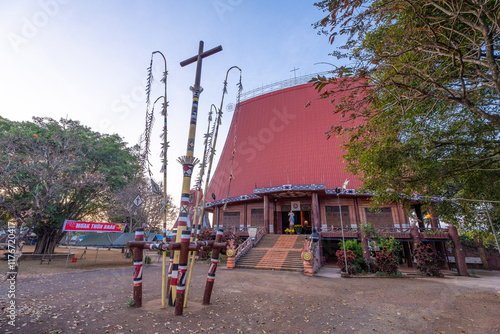 Photos View of Cathedral Pleichuet or Pleichuet church in Pleiku city, Gia Lai province, Vietnam