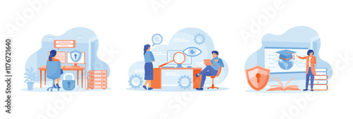 Female staff protects personal data from fraud. Attend cyber training in the work space.