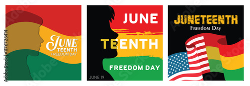 African-American Independence Day with Pan-African flag and human silhouette.