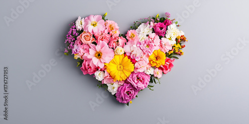 Blumenherz - Muttertag - Valentinstag Hochzeit und sonstige Feierlichkeiten. Karte Banner mit Platz für Text