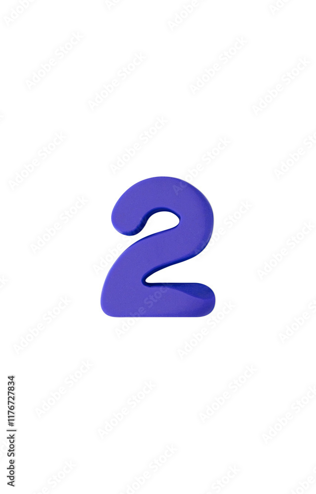 Naklejka premium Number 2 colored clay. purple