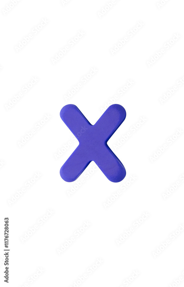 Obraz premium Three-dimensional multiplication symbol. Color clay purple