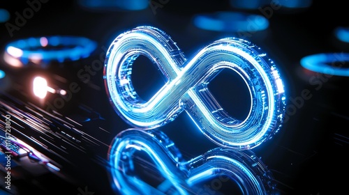 Digital infinity symbol merging with network virtual environment graphic design abstract viewpoint