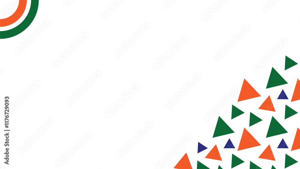 indian flag tricolor geometric shapes on white background