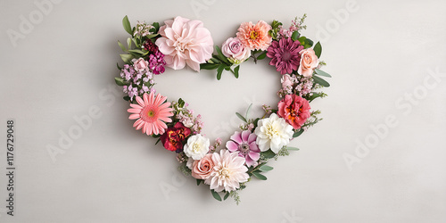 Blumenherz - Muttertag - Valentinstag Hochzeit und sonstige Feierlichkeiten. Karte Banner mit Platz für Text