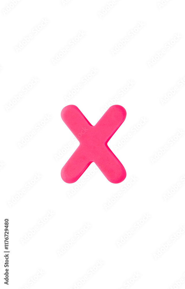 Obraz premium Three-dimensional multiplication symbol. Color clay pink