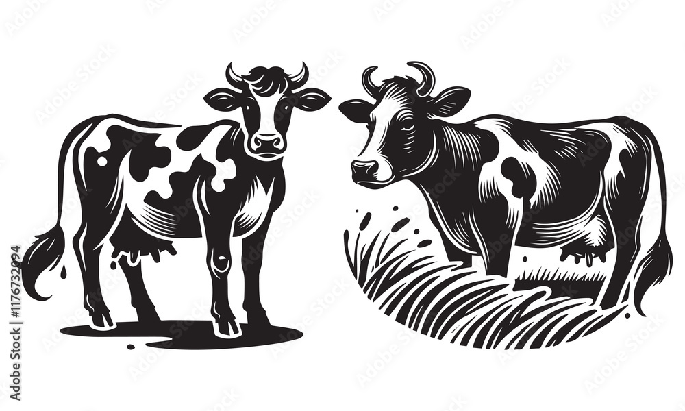 Fototapeta premium cow on white background