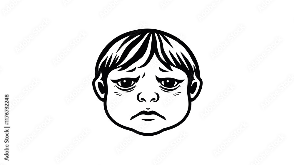 Sad girl child logo design on white background. Generative AI Sad girl child logo design on white background. Generative AI