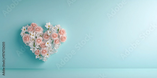 Blumenherz - Muttertag - Valentinstag Hochzeit und sonstige Feierlichkeiten. Karte Banner mit Platz für Text