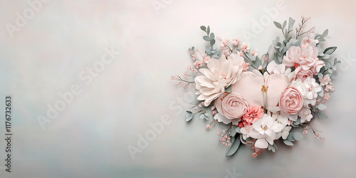 Blumenherz - Muttertag - Valentinstag Hochzeit und sonstige Feierlichkeiten. Karte Banner mit Platz für Text