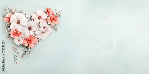 Blumenherz - Muttertag - Valentinstag Hochzeit und sonstige Feierlichkeiten. Karte Banner mit Platz für Text