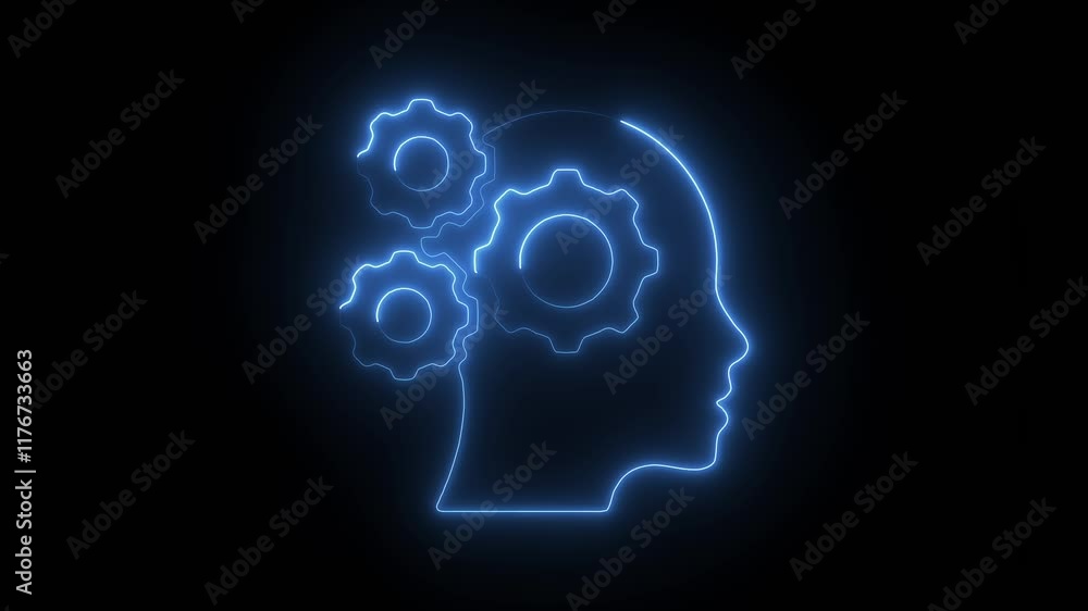 Glowing Neon Critical Thinking Icon Animation on Black Background, HD Video Motion Graphic Animation Glowing Neon Critical Thinking Icon Animation on Black Background, HD Video Motion Graphic Animation