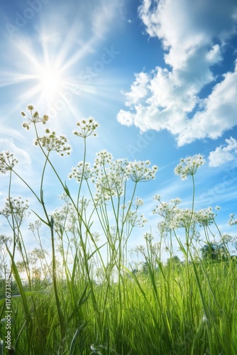 Natural healing with wild herbs in a tranquil rural landscape promoting peace and wellness