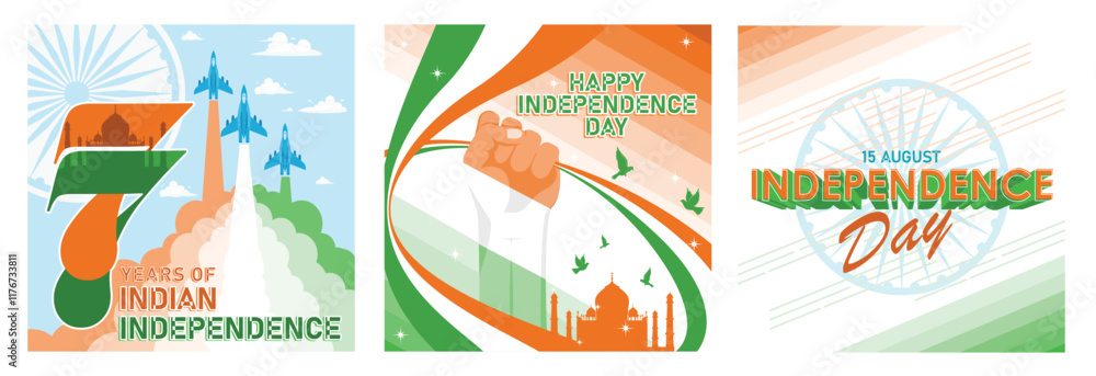 Fototapeta premium Commemorate India's Independence Day with an airplane attraction in the Indian skies.