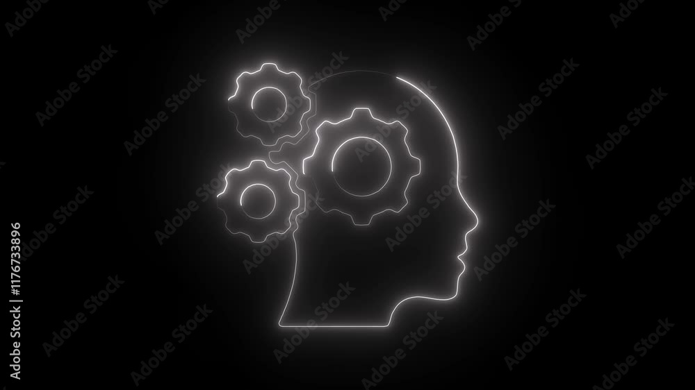 Glowing Neon Critical Thinking Icon Animation on Black Background, HD Video Motion Graphic Animation Glowing Neon Critical Thinking Icon Animation on Black Background, HD Video Motion Graphic Animation