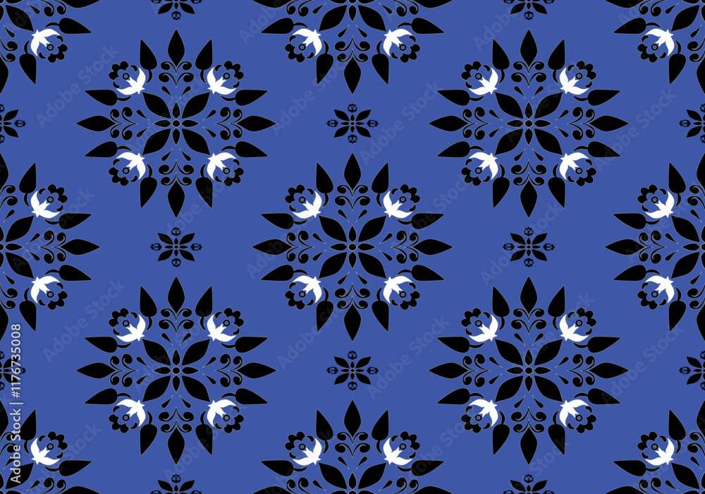 Fototapeta premium seamless damask floral pattern design for ceramic tile fabric wallpaper background wrapping art print textile scrapbook paper ornament