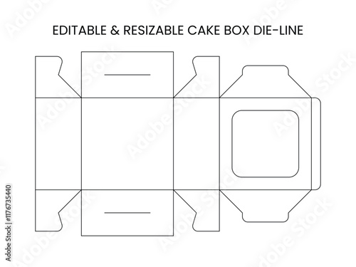 Editable and resizable cake box die-line template