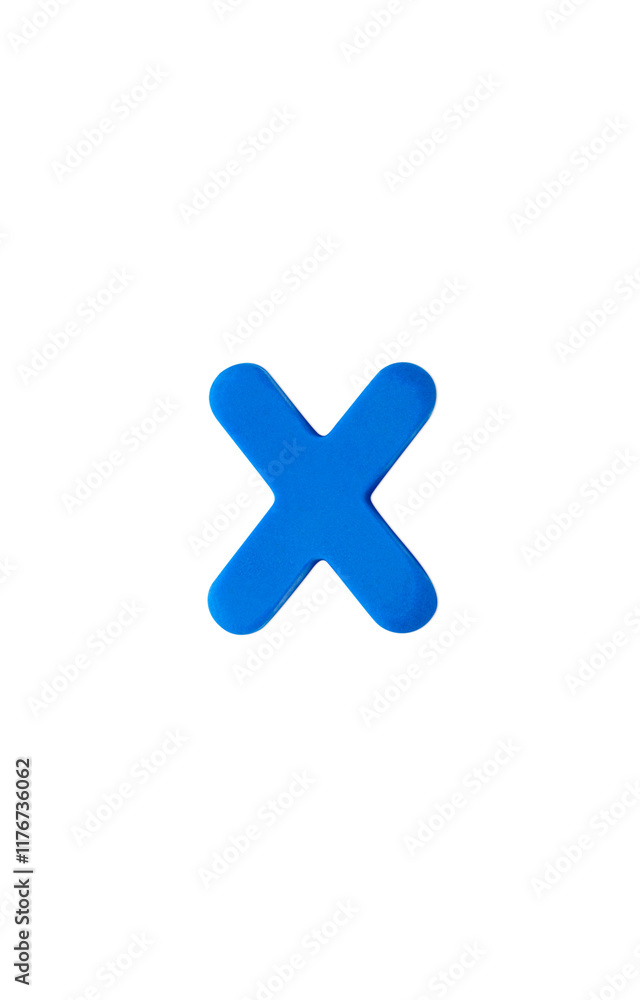 Fototapeta premium Three-dimensional multiplication symbol. Color clay blue