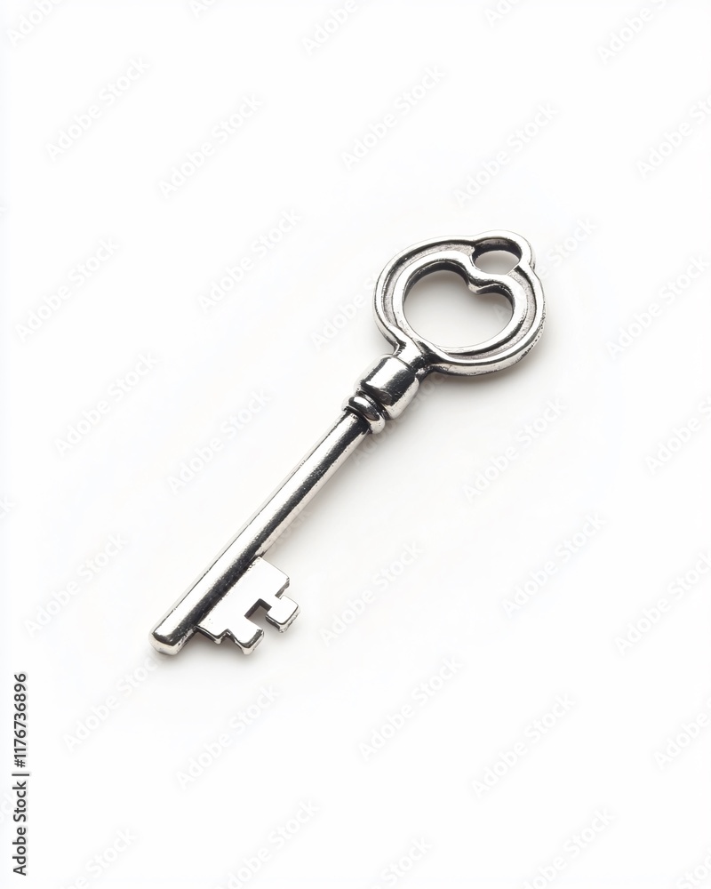Simple Silver Key Isolated on White Background Simple Silver Key Isolated on White Background