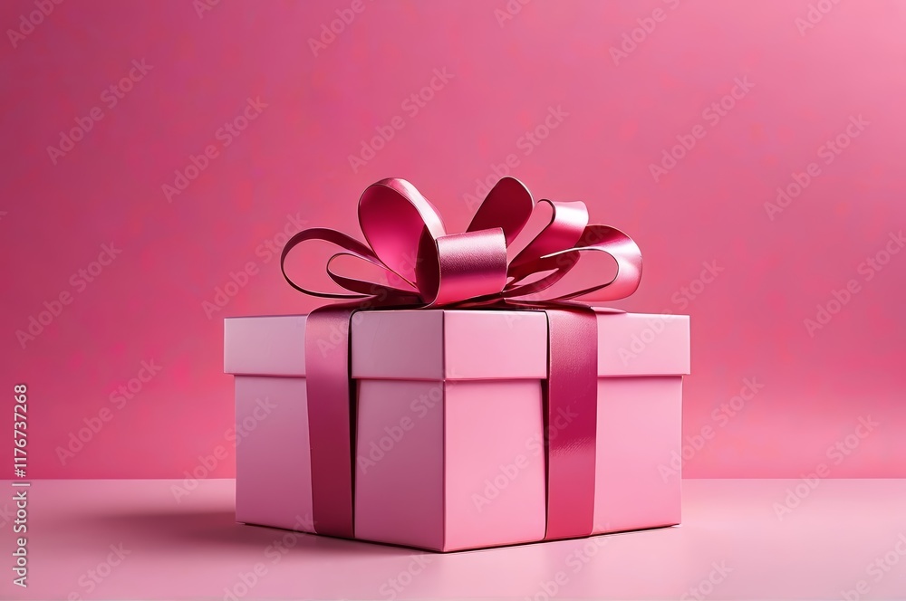 there is a pink present box with a pink bow on top there is a pink present box with a pink bow on top