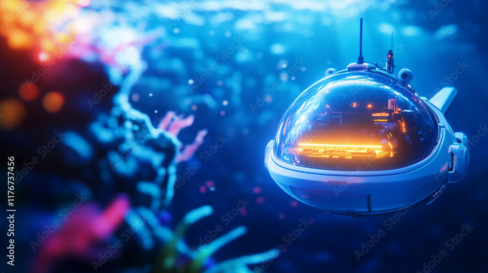 An underwater autonomous robot explores the ocean depths, mapping the seafloor and studying marine life with precision sensors and AI-powered cameras. autonomous underwater robots, An underwater autonomous robot explores the ocean depths, mapping the seafloor and studying marine life with precision sensors and AI-powered cameras. autonomous underwater robots,