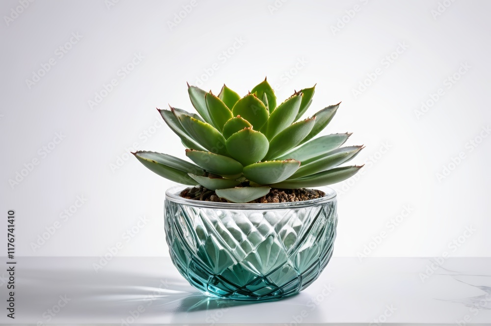 there is a small green plant in a glass vase on a table there is a small green plant in a glass vase on a table
