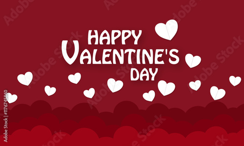 valentine card with hearts papercut background