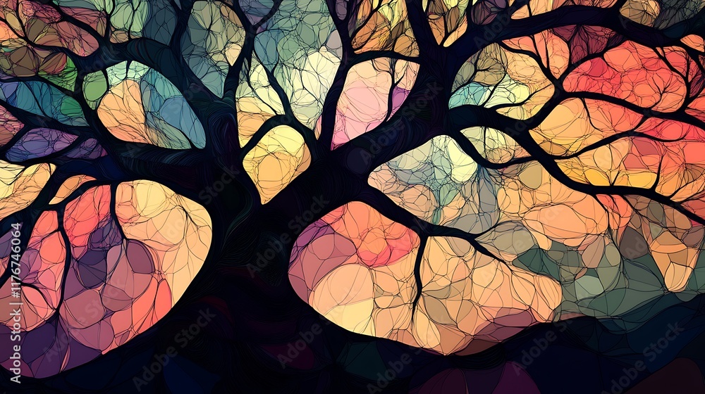 custom made wallpaper toronto digitalVibrant illustration of a large tree with colorful autumn leaves