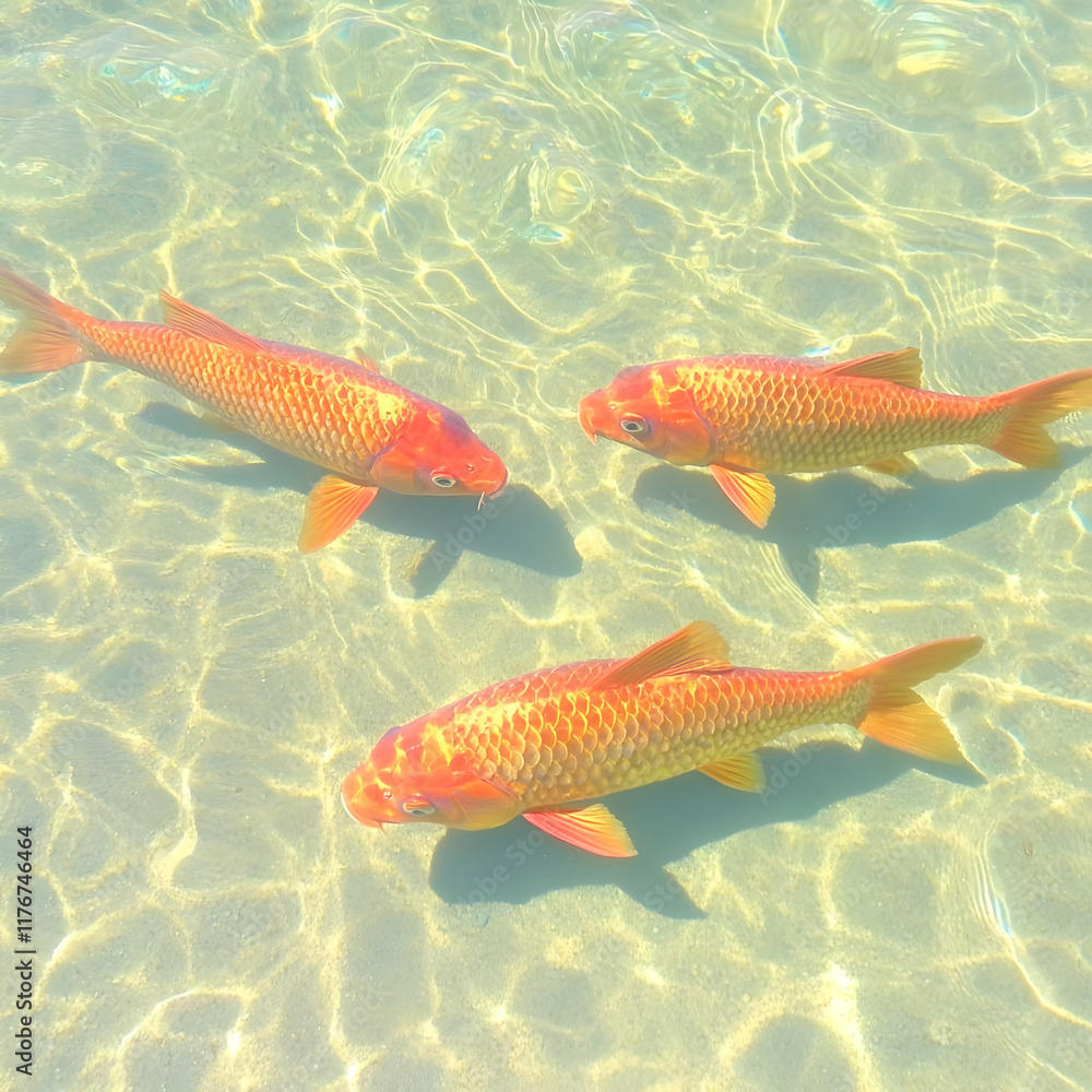 Naklejka premium Koi Fish in Clear Water Photo