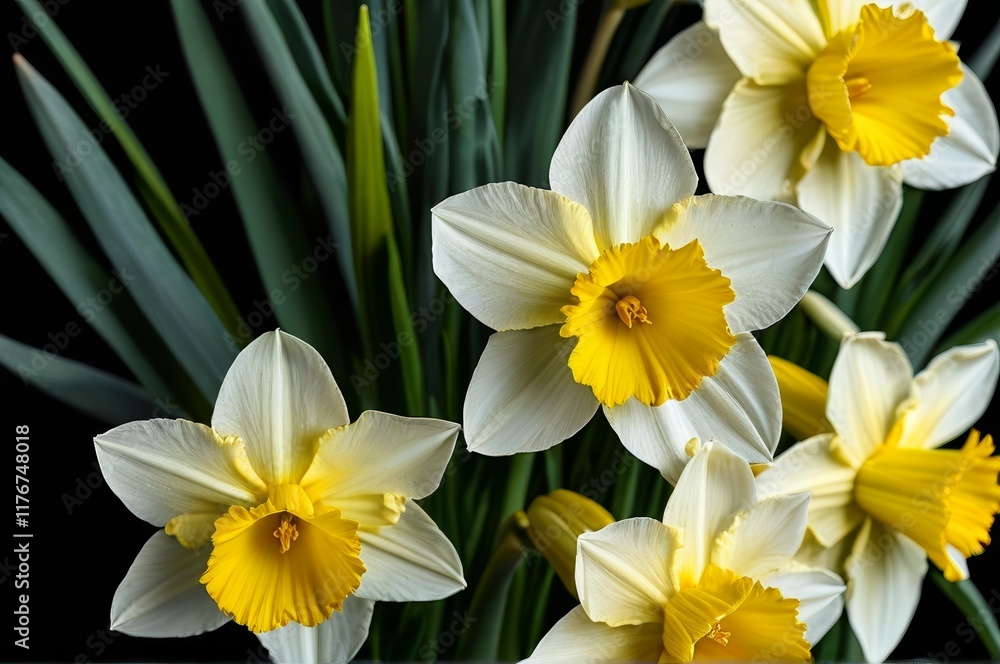 Obraz premium there are many white and yellow flowers in a vase