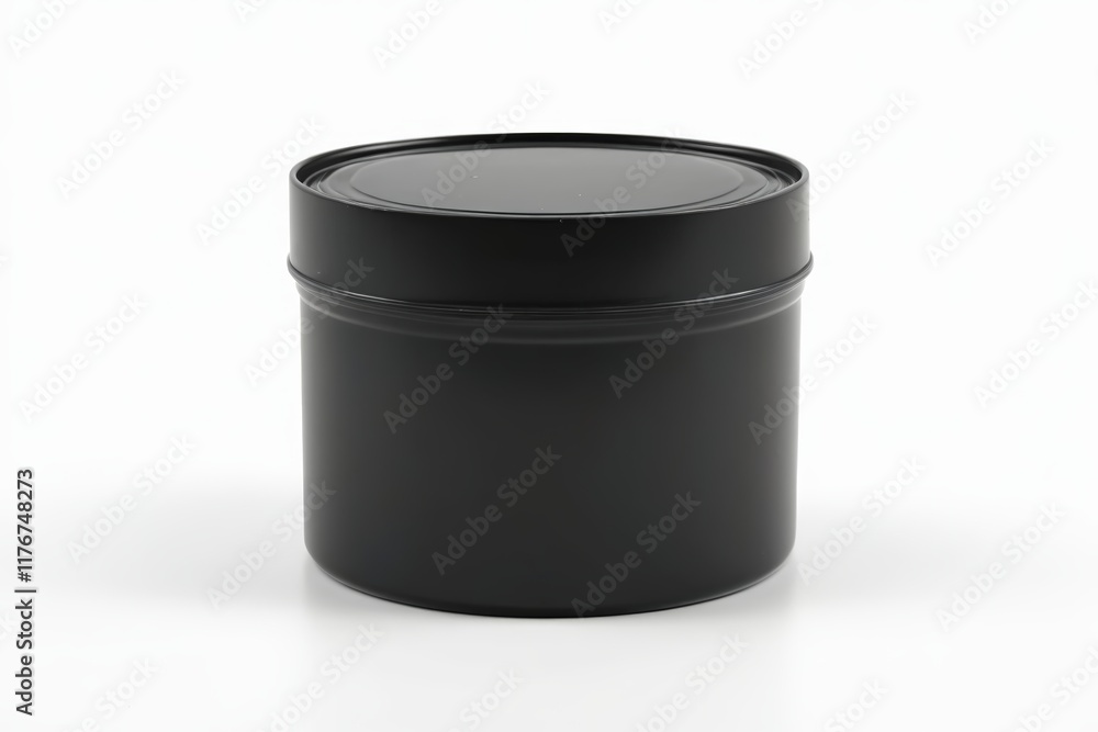 a close up of a black container with a lid on a white surface a close up of a black container with a lid on a white surface