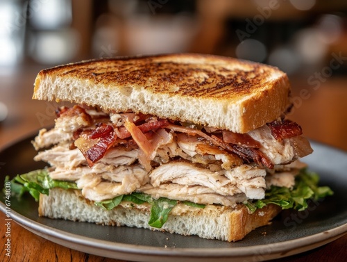 Wallpaper Mural A sandwich with bacon and chicken on a plate Torontodigital.ca