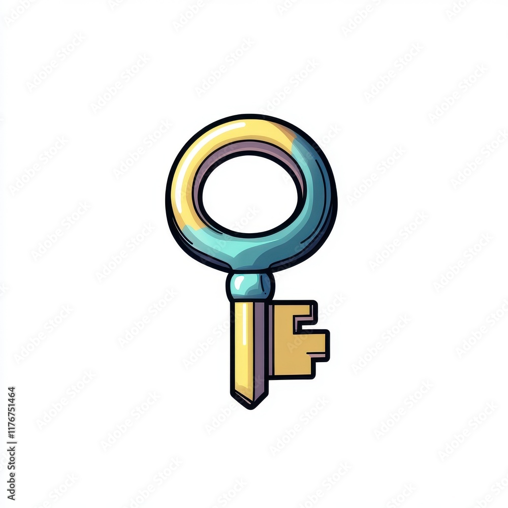 Colorful cartoon key with a whimsical design, perfect for creative projects. Colorful cartoon key with a whimsical design, perfect for creative projects.