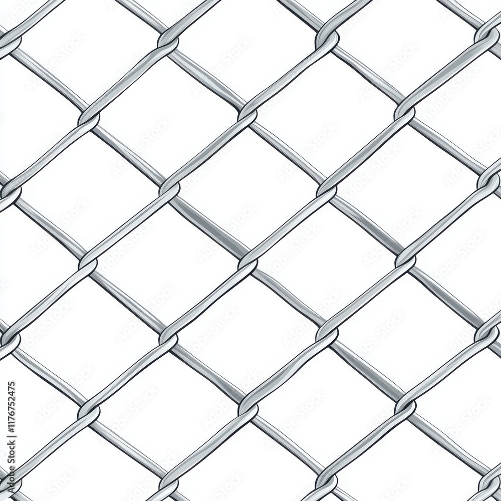 Fototapeta premium Close-up of a silver chain link fence with intricate patterns and reflections.