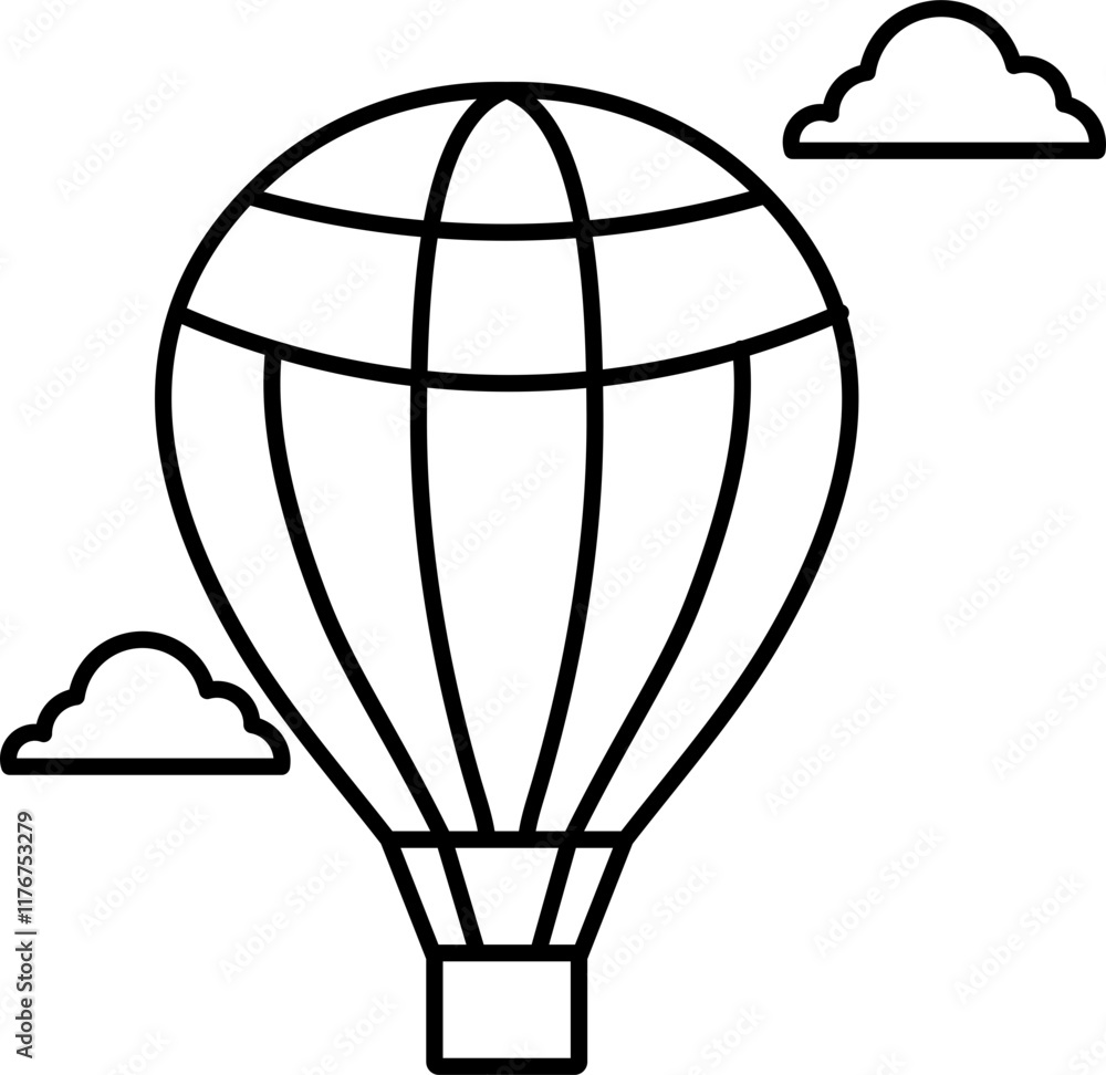 Obraz premium Hot Air Ballon Line Style