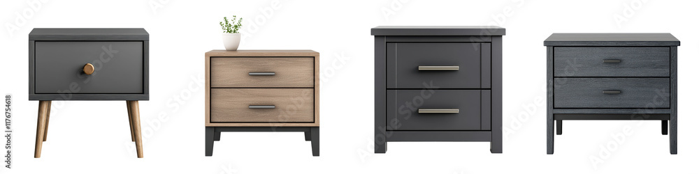 The modern and minimalist bedroom furniture set with wooden and metal accents for home decor and interior design This stylish collection includes a dresser with multiple drawers The modern and minimalist bedroom furniture set with wooden and metal accents for home decor and interior design This stylish collection includes a dresser with multiple drawers