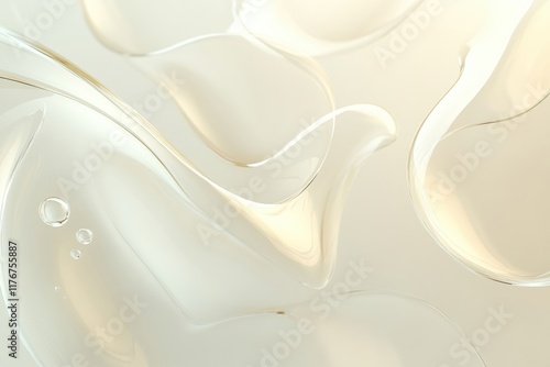 Abstract organic shapes resembling glowing water droplets with a semi transparent design in soft light. Generative AI photo